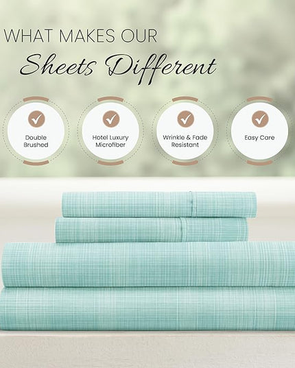 Linen Market 4 Piece Full Bedding Sheet Set (Aqua Thatch) - Sleep Better Than Ever with These Ultra-Soft & Cooling Bed Sheets for Your Full Size Bed - Deep Pocket Fits 16" Mattress - LeafyLoom