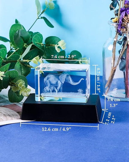 Elephant Gifts For Women Decorations For Home, 3D Crystal Elephant Decor Stuff Figurines Statue Gift For Elephant Lovers mom grandma birthday gifts for mom from daughters son unique gift ideas - LeafyLoom