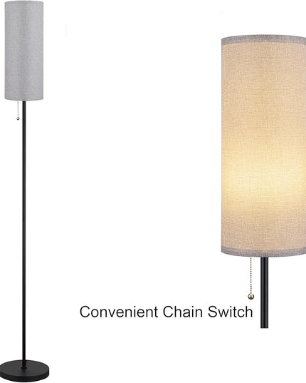 Floor Lamp for Living Room, Modern Standing Lamps with Lampshade, Minimalist Tall Lamp with Chain Switch for Living Room, Bedroom, Kids Room, Office,Standing Lamp LED Bulb Included (Gray Shade) - LeafyLoom