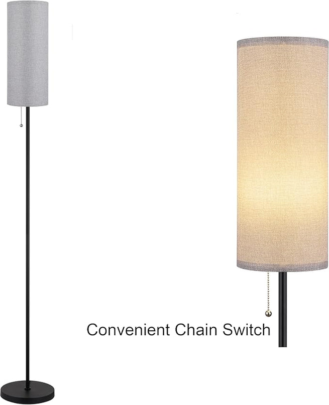 Floor Lamp for Living Room, Modern Standing Lamps with Lampshade, Minimalist Tall Lamp with Chain Switch for Living Room, Bedroom, Kids Room, Office,Standing Lamp LED Bulb Included (Gray Shade) - LeafyLoom