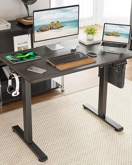 STARY Electric Memory Preset 40 x 24 Inches Adjustable Height Computer Workstation Sit Stand Home Office Desk with Splice Board, 4024, Abner Walnut Desktop/Black Frame - LeafyLoom