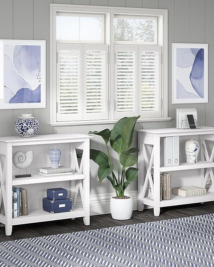 Bush Furniture Key West 2-Shelf 30-inch H Small Bookcase, Pure White Oak (KWB124WT-03) - LeafyLoom
