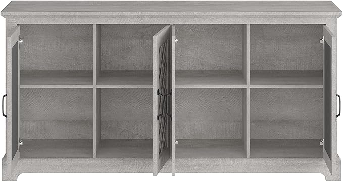 Galano Millicent TV Stand for 65+ Inch TV, Tall Entertainment Center with Mirror Doors, Rustic Media Console with Storage Shelves, Wood Television Stand for Living Room, Dusty Grey Oak - LeafyLoom