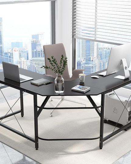 soges L Shaped Office Desk, L Desk Computer Corner Desk, 59 x 59 inches Large L Shaped Desk for Home Office, Sturdy Writing Desk Writing Workstation Gaming Table - LeafyLoom