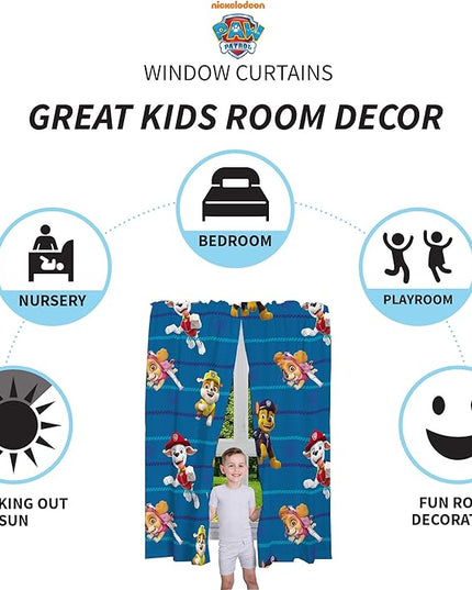 Franco Paw Patrol Kids Room Decor Bundle with Area Rug (69 in x 52 in) and Window Curtains (82 in x 63 in) - LeafyLoom