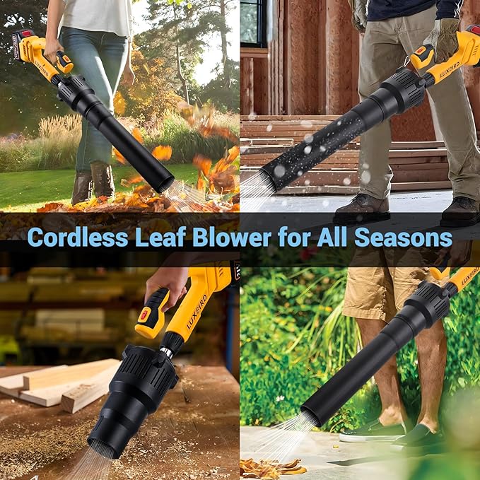 Leaf Blower Cordless with 2X 4.0Ah Batteries Powered, 150 MPH, 5 Variable Speed, Lightweight Electric Leaf Blower for Lawn Care, Snow, Gifts, Garage, Rooftop - LeafyLoom