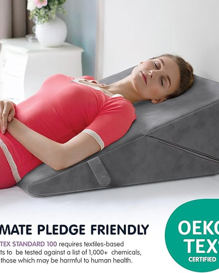 Adjustable Bed Wedge Pillow for Sleep Apnea, Gerd, Acid Reflux, Post Surgery, Heartburn - Foam Wedge Pillow for Back Pain Relief, Sleep Apnea Pillow Wedge or Bed Wedge Pillow for Sleeping for Seniors - LeafyLoom