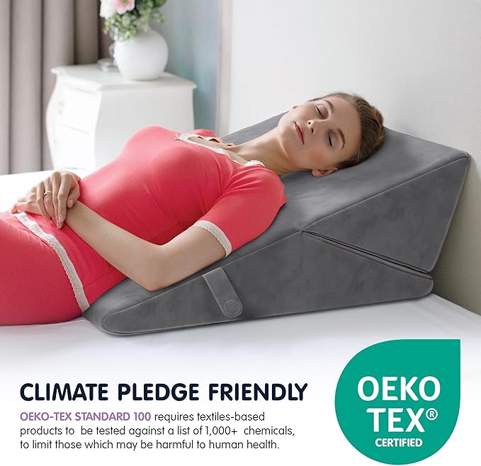 Adjustable Bed Wedge Pillow for Sleep Apnea, Gerd, Acid Reflux, Post Surgery, Heartburn - Foam Wedge Pillow for Back Pain Relief, Sleep Apnea Pillow Wedge or Bed Wedge Pillow for Sleeping for Seniors - LeafyLoom