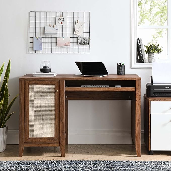 Modway Soma Desk, Walnut, 47" - LeafyLoom