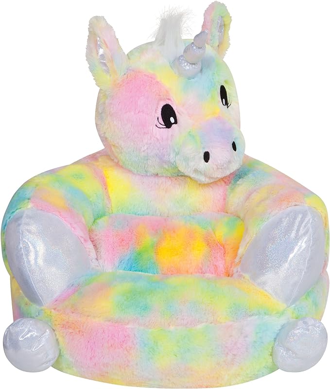 Trend Lab Rainbow Unicorn Toddler Chair Plush Character Kids Chair Comfy Furniture Pillow Chair for Boys and Girls, 21 x 19 x 19 inches - LeafyLoom