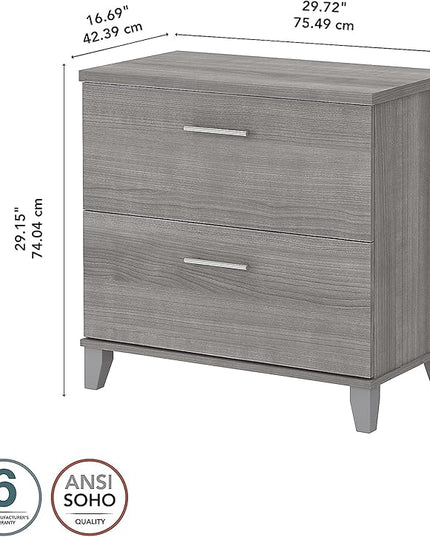 Bush Somerset 2-Drawer Lateral File Cabinet, Letter/Legal, Platinum Gray, 30-Inch (WC81280) - LeafyLoom