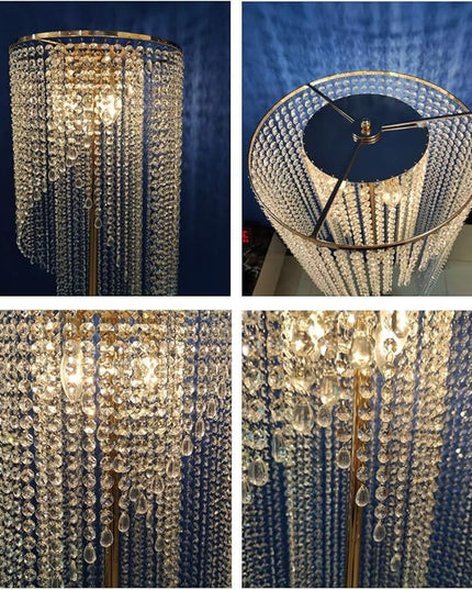 Raindrop Crystal Floor Lamp French Golden - LeafyLoom
