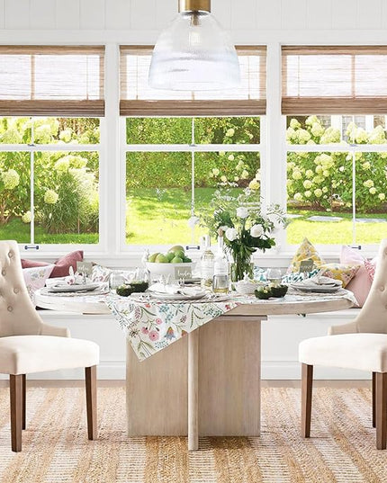 COLAMY Wingback Upholstered Dining Chairs Set of 4, Fabric Side Dining Room Chairs with Tufted Button, Living Room Chairs for Home Kitchen- Beige - LeafyLoom
