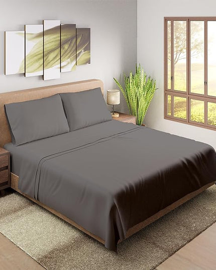 Purity Home Organic 100% Cotton Percale Twin Sheets Set Light Gray, Twin Bed Sheets Set for Dorm Bed, 14" Deep Pockets Twin Cotton Sheet Set, Breathable & Cooling Gray Sheets for Hot Sleepers - LeafyLoom