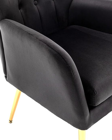 US Pride Furniture Modern Accent Chair with Ergonomic High Wingback, Microfiber Upholstered Armchair with Metal Legs for Living Room, Bedroom, Office or Vanity, Black - LeafyLoom