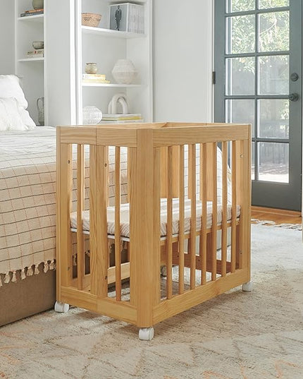 Babyletto Yuzu Convertible All-Stages Bassinet, Midi, Full-Size Crib in Natural, Greenguard Gold Certified, Portable & Adjustable with Conversion Kits and Pads Included - LeafyLoom