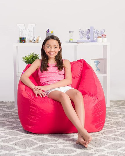Posh Creations Structured Comfy Seat for Playrooms and Bedrooms, Large Bean Bag Chair, Coronado Chair, Red - LeafyLoom