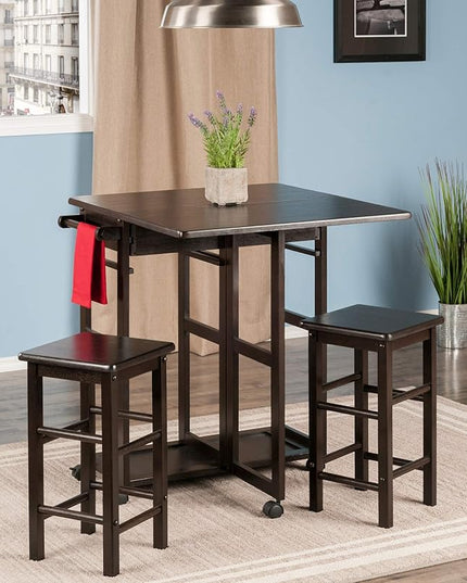 Winsome Suzanne 3-PC Set Space Saver Kitchen, Coffee Finish, 29.61x29.13x32.76 - LeafyLoom