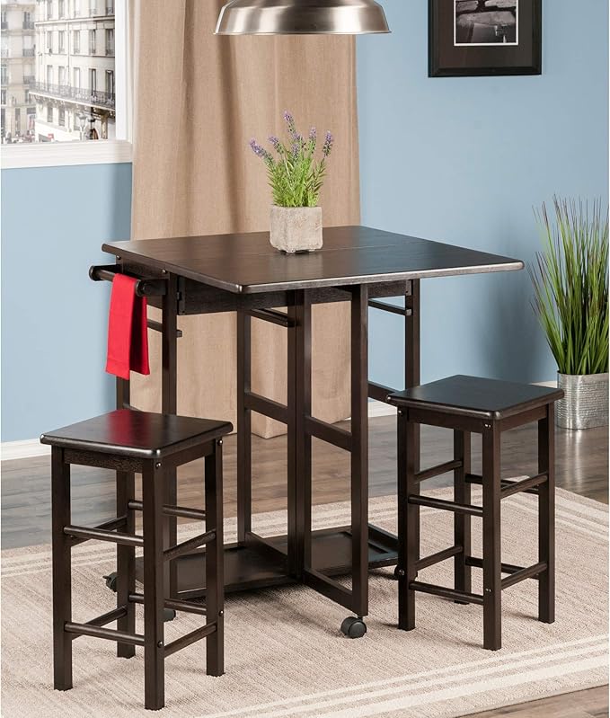 Winsome Suzanne 3-PC Set Space Saver Kitchen, Coffee Finish, 29.61x29.13x32.76 - LeafyLoom