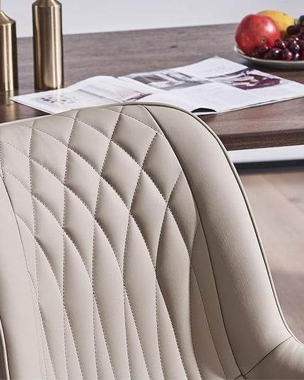 YOUNIKE Khaki Dining Chairs set of 2 with High Backs Mid Century Modern Kitchen & Dining Room Chairs PU Faux Leather Upholstered sillas de comedor Comfortable Large Padded Accent Chair with Metal Legs - LeafyLoom