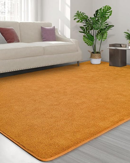 Area Rugs for Bedroom Living Room, 5x8 Orange Super Soft Comfy Thickened Memory-Foam Indoor Carpets, Modern Aesthetic Minimalist Carpet for Boys Girls Adults Apartment Nursery Home Décor - LeafyLoom
