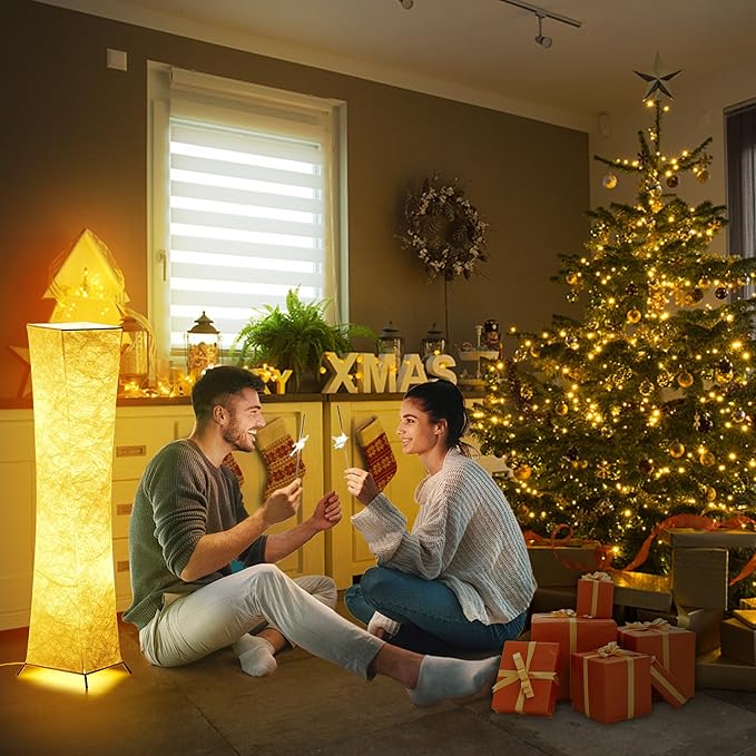 chiphy Floor Lamp, Dimmable 39" (XS) Tall Standing Lamp, 3 Levels Adjustable Brightness 12Wx2 LED Bulbs, Column Floor Light w/White Fabric Shade, Home Decor for Living Room, Bedroom, Kids Room - LeafyLoom