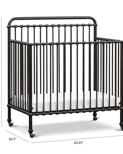 NAMESAKE Winston 4-in-1 Convertible Mini Metal Crib in Vintage Iron, Greenguard Gold Certified - LeafyLoom