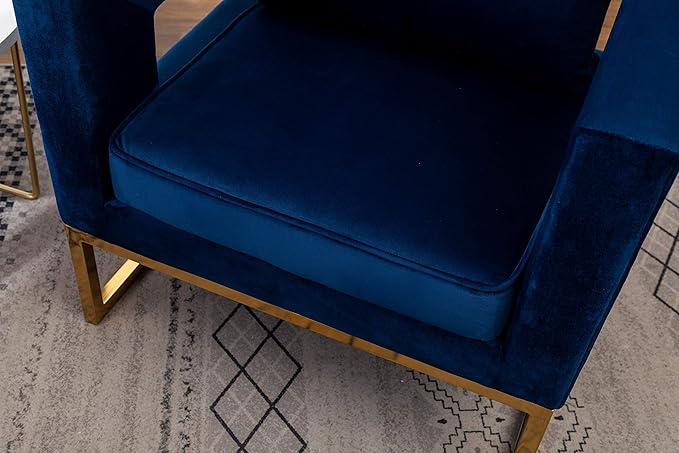 Roundhill Furniture Lenola Upholstered Accent Arm Chair, Blue 29.75D x 27.5W x 34.5H Inch - LeafyLoom