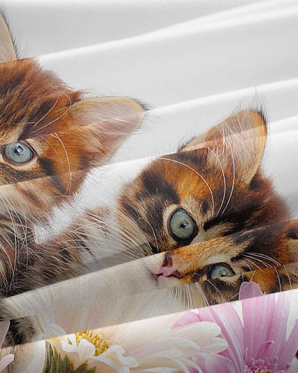 Cat Comforter Set Twin Size for Kids Pink Flowers Cats 3Pcs Bedding Set for boys and Girls (1Summer Comforter+ 2 Pillowcases) Lovely Animal Pets Duvet Set - LeafyLoom