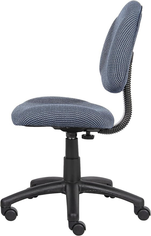 Boss Office Products Perfect Posture Delux Fabric Task Chair without Arms in Blue - LeafyLoom