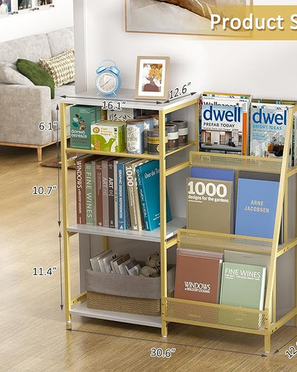 Vintage Bookshelf, Wooden Kids Bookshelf with 3-Tier Ladder Book Display Rack, Small Book Shelf Library Bookcase Storage Organizer, Short Wide Small Bookshelf Bookcase for HomeOffice - LeafyLoom