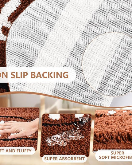 Cool Football Rug for men room decor-32"x 20" Non Slip kid Rug for Aesthetic bathroom & area rugs fun Decor Microfiber Fluffy Rug for y2k Room Decor-Cute Rug - LeafyLoom