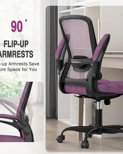 Office Chair, Ergonomic Desk Chair with Adjustable Lumbar Support, High Back Mesh Computer Chair with Flip-up Armrests-BIFMA Passed Task Chairs, Executive Chair for Home Office - LeafyLoom