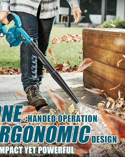 Leaf Blower Cordless for Makita 18V Battery, LIVOWALNY 120CFM 230MPH 2-in-1 Electric Leaf Blowers & Vacuum with 3 Speed Mode for Cleaning Patio, Yard, Sidewalk, Snow, Lawn Care - LeafyLoom