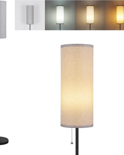 Floor Lamp for Living Room, Modern Standing Lamps with Lampshade, Minimalist Tall Lamp with Chain Switch for Living Room, Bedroom, Kids Room, Office,Standing Lamp LED Bulb Included (Gray Shade) - LeafyLoom