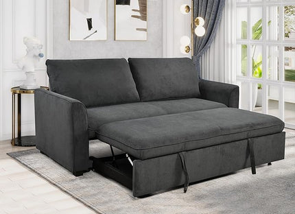 3 in 1 Oversized Convertible Loveseat Sleeper Sofa Bed,Soft Corduroy Upholstered Queen Love Seats Sofabed W/Pull Out Sleep Couch,Comfortable Cushions and Padded Armrests for Living Room - LeafyLoom