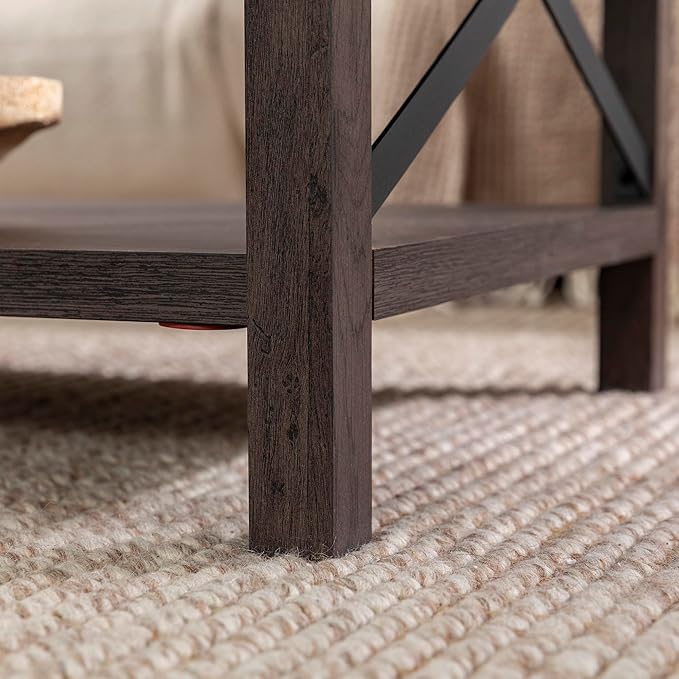 Walker Edison Sedalia Modern Farmhouse Metal-X Coffee Table, 1 Pack, Sable Grey - LeafyLoom