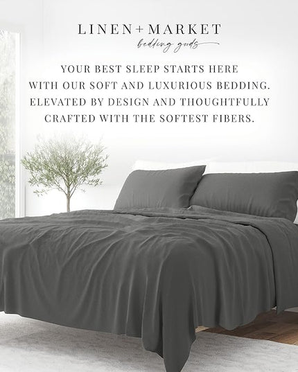Linen Market Bed Sheets for Full Size Bed (Gray) - Sleep Better Than Ever with These Soft and Cooling Full Sheets - Deep Pocket Fits 16" Thick Beds - 4 Piece Full Sheet Set - LeafyLoom