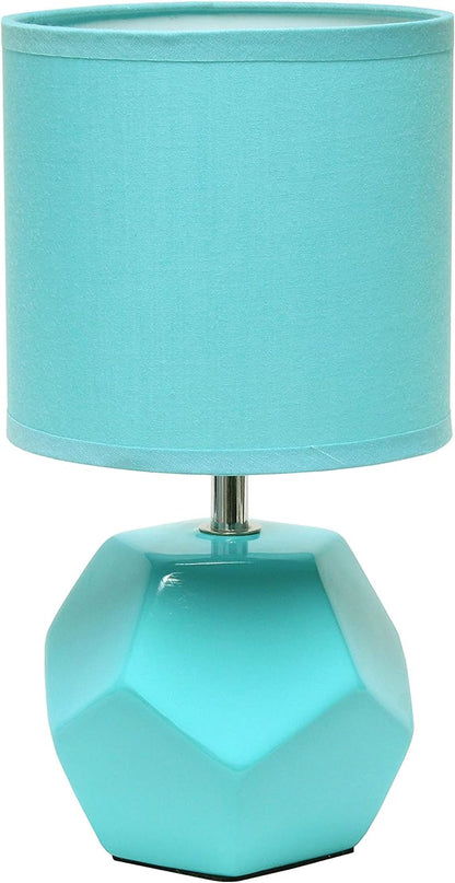Simple Designs LT2065-BLU Round Prism Mini Table Lamp with Matching Fabric Shade, Blue - LeafyLoom