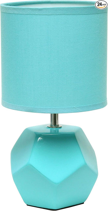 Simple Designs LT2065-BLU Round Prism Mini Table Lamp with Matching Fabric Shade Blue (Pack of 24) - LeafyLoom