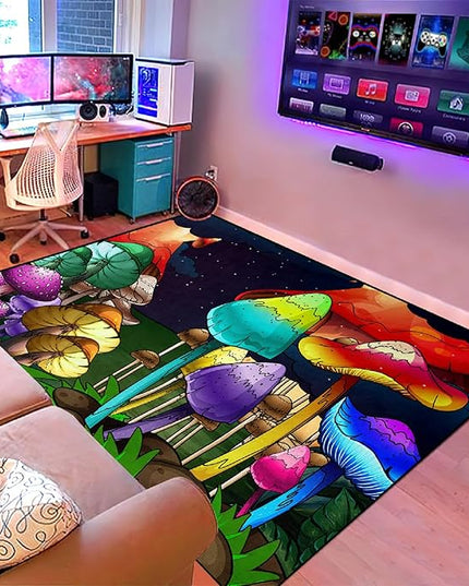 Mushroom Rugs for Bedroom Small Fantasy Mushroom Prints Rugs for Bedroom Mushroom Area Rugs for Girls Bedroom for Home Dining Living Room Rugs, 2'×3' - LeafyLoom