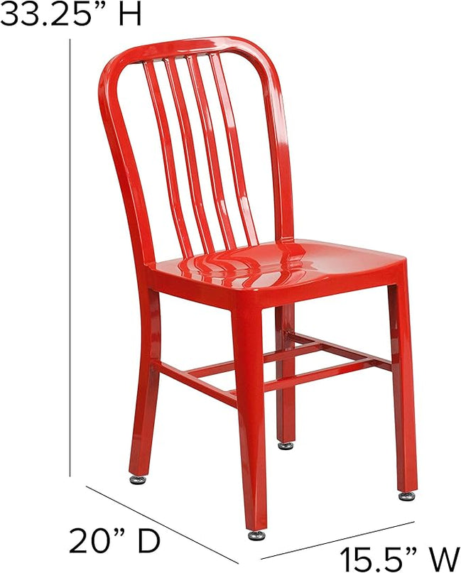 Flash Furniture Gael Indoor/Outdoor Modern Metal Dining Chairs, Commercial-Grade Galvanized Steel Restaurant Chairs, Set of 2, Red - LeafyLoom