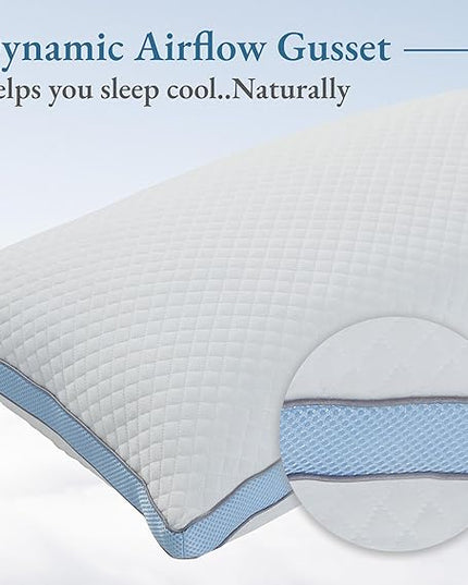 California Design Den Luxury Queen Size Pillow - Adjustable Loft Memory Foam - Soft Down Alternative - Cooling Luxury Hotel Pillows for Back, Stomach or Side Sleepers - Medium Soft, CertiPUR-US - LeafyLoom