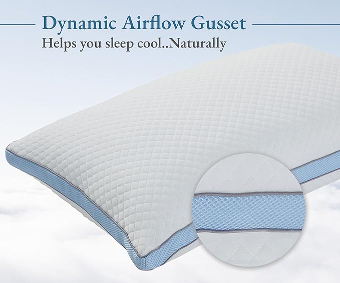 California Design Den Luxury Queen Size Pillow - Adjustable Loft Memory Foam - Soft Down Alternative - Cooling Luxury Hotel Pillows for Back, Stomach or Side Sleepers - Medium Soft, CertiPUR-US - LeafyLoom