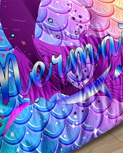 Mermaid Comforter Set Twin Fish Scale Patterns Printed Twin Bed Comforter Sets for Girls 2 Piece Kids All Season Ultra Soft MIcrofiber Mermaid Bedding Set Quilted Duvet with 1 Pillowcase, Twin Size - LeafyLoom