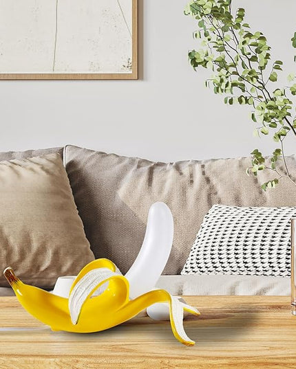 Modern Banana Table Lamp, Desk Lamp,Led Night Light Baking Finish Resin Banana Lighting Fixture for Living Room, Bedroom,Home Office,Kids Room (Lying) - LeafyLoom