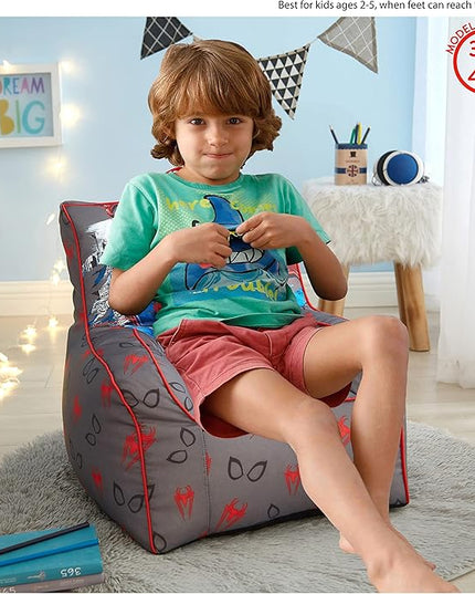 Idea Nuova Marvel Spiderman Toddler Nylon Bean Bag Chair with Piping & Top Carry Handle, Large - LeafyLoom