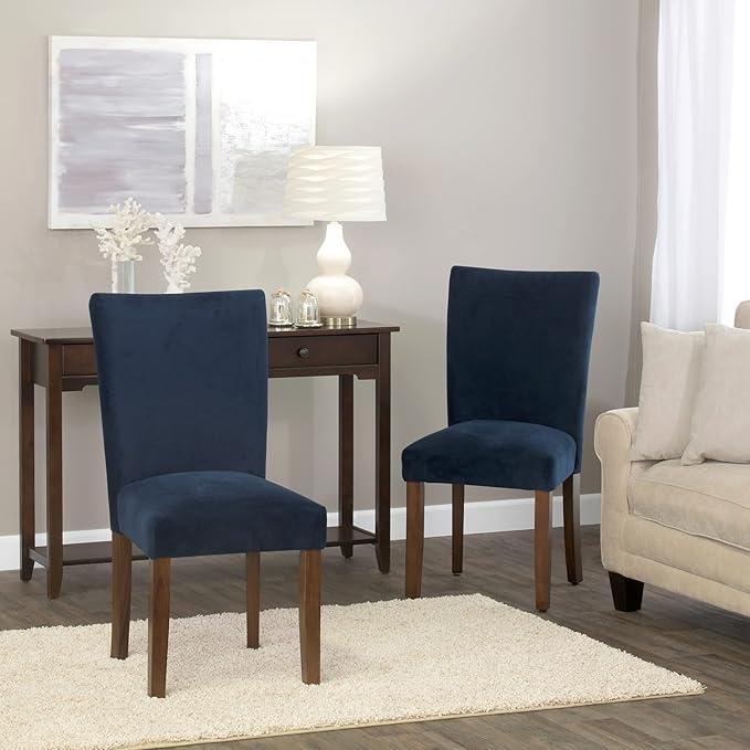 HomePop Parsons Classic Dining Room Tables and Chairs, Pack of 2, Dark Navy - LeafyLoom