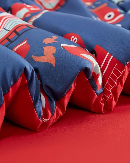 SLEEP ZONE Kids Bedding Twin Comforter Set - Super Soft & Cute Printed 2-Piece Comforter Set All Seasons for Boys, Girls, Fade Resistant, Machine Washable, Fire Truck - LeafyLoom