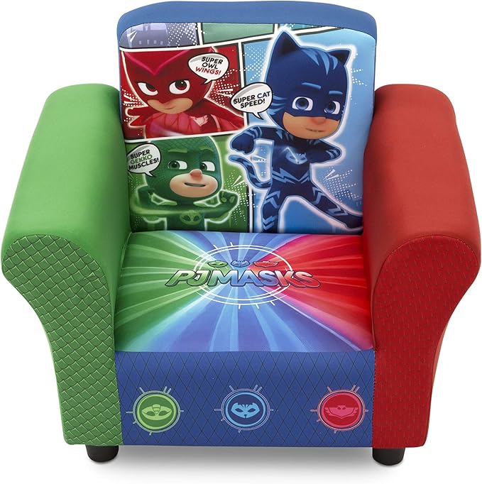 Delta Children Colorful Kids Upholstered Chair, Pj Masks - LeafyLoom
